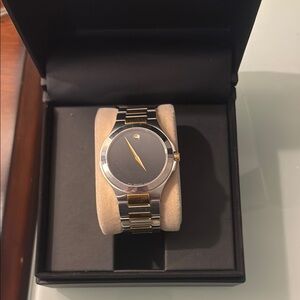 Movado Silver and Gold Minimalist Watch